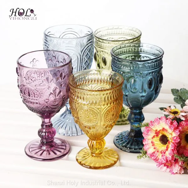 Stocked Colored Stemware Red Wine Glass Machine Made Eco-friendly Glass Cup