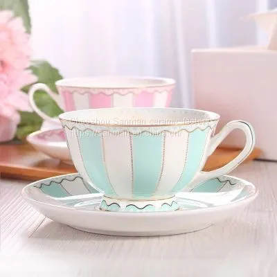 Wholesale Ceramics Hotel Top Quality Luxury Afternoon Tea Cup With Saucer in Color Design From China