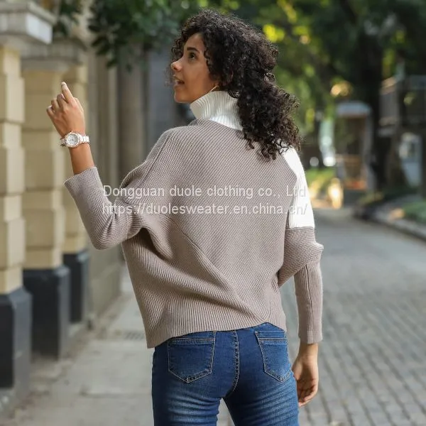 OEM Factory Fall Design Women Turtleneck Pullover Knit Sweater photo-2