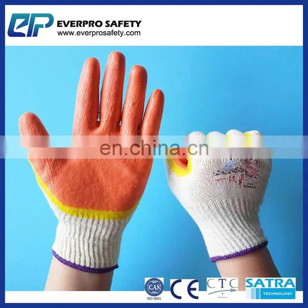 Safety Grip Protection Groves Cotton String Knit Latex Dipped Palm Gloves photo-5