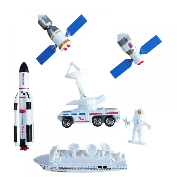 Diecast Space Plat Set Kid Educational Toys Metal Rocket Satellite Shuttle photo-3