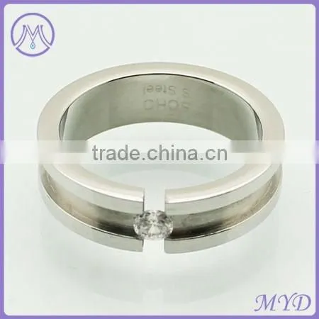 Fashion Jewelry Mens CZ Zircon Crystal Stainless Steel Jewelry Finger Ring photo-3