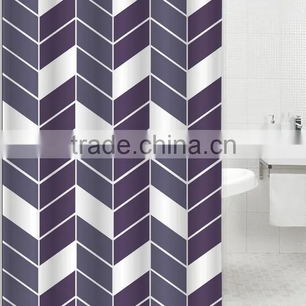 Red and Gray Blocks Printed 100% Polyester Shower Curtain for Hotel, Family, Waterproof Bath Curtain photo-3