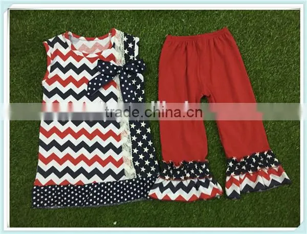 Girls Boutique Summer Clothing Sets Girls July 4th Outfits Pettiskirt and Capris Outfits Kids Clothes photo-2