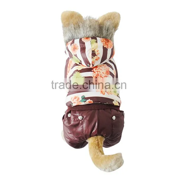 Luxury Fur Flower Cotton Coffee Dog Clothes photo-2