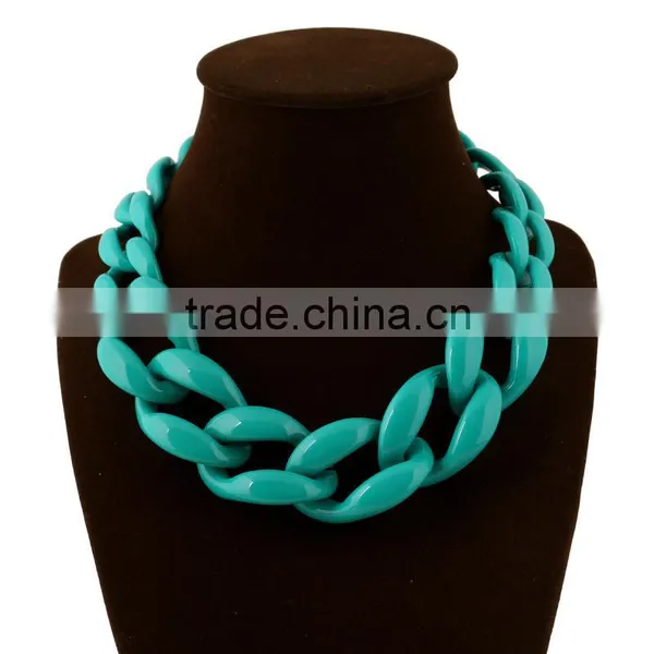 Multicolored Resin Acrylic Chain Chunky Statement Fashion Necklace 2016 photo-5