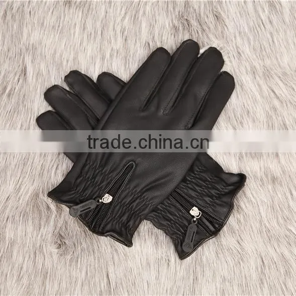 Zipper Leather Gloves, Fall and Winter Warm Fashiongloves, Full Finger Gloves photo-4