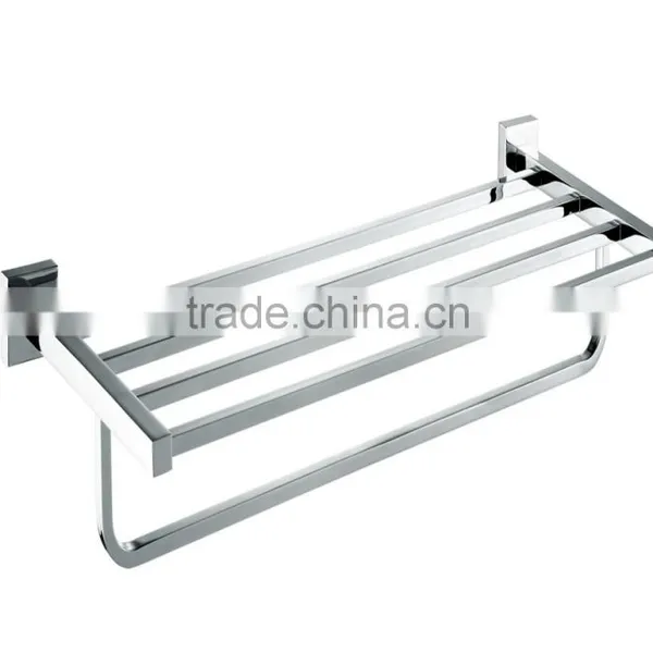 Chrome Brass Wall Hanging Double T Bathroom Glass Shelf 93612 photo-2