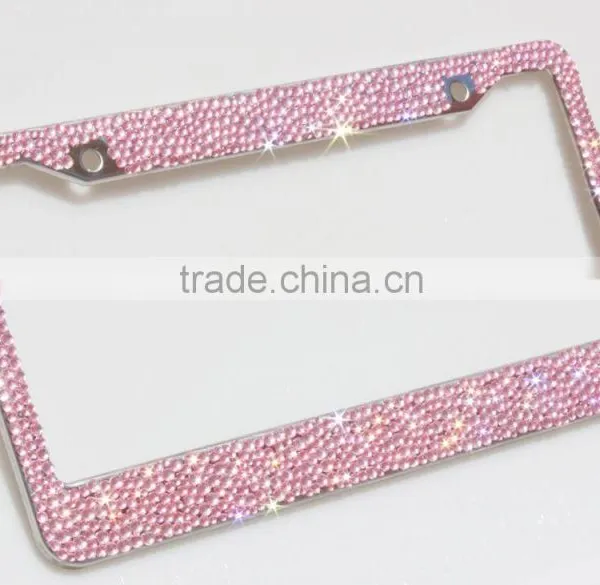 2016 Bling License Plate Frames Pink Diamond Crystal License Plate Frame With Scraw Cap photo-3