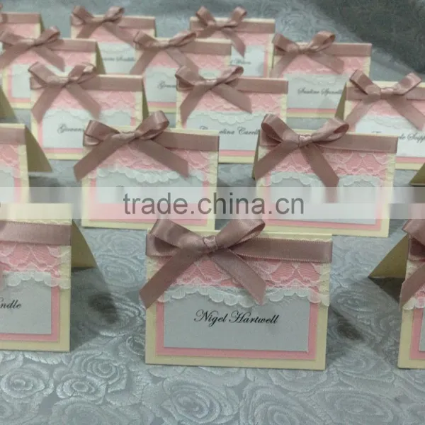 dark ribbon butterful bow gate fold wedding invitation table cards