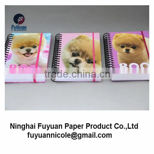 hard cover plastic spiral journal elastic band notebook