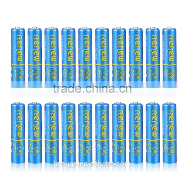 RENEW Brand Ready-To-Use NiMH 1100mAh AAA Rechargeable Batteries, 20 Pack