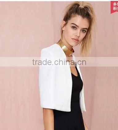 2015 Spring and Summer New European Style Big Creamy White Shawl Waistcoat Jacket Small Wild Cotton Shawl Coats and Jackets Woma photo-2