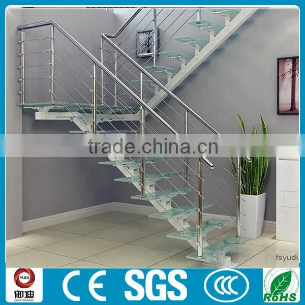 Hot Sale Indoor Metal Glass Straight Staircase Price -YUDI