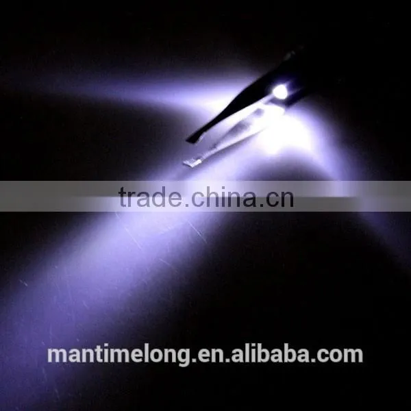 Stainless Steel Make Up Tool LED Light Eyelash Eyebrow Hair Removal Tweezer photo-4