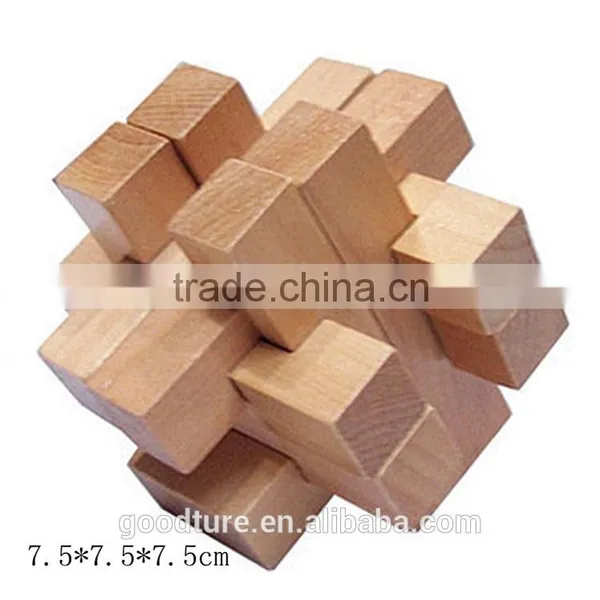 2015 Hot Sale Wooden IQ Intelligent Puzzle Kongming Lock Brain Teaser Cage To Take Treasure photo-3