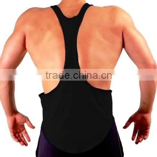100% Cotton Mens Gym Singlet, Gym Tank Top photo-3