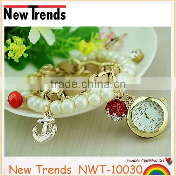2015 High Quality Fashion Pearl Ladies Wrist Watch Pearl Bracelet Watch photo-5