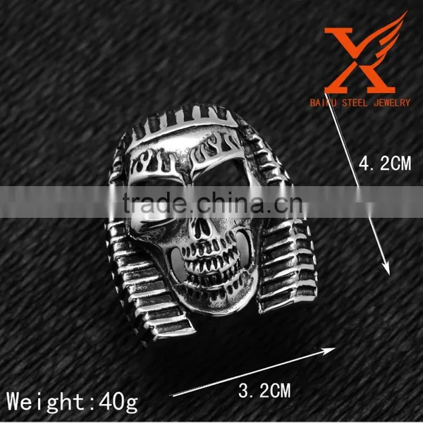 In Stock 316L Stainless Steel Jewelry Men's Garden Flower Classic Indian Skull Ring for Man Punk Style photo-2