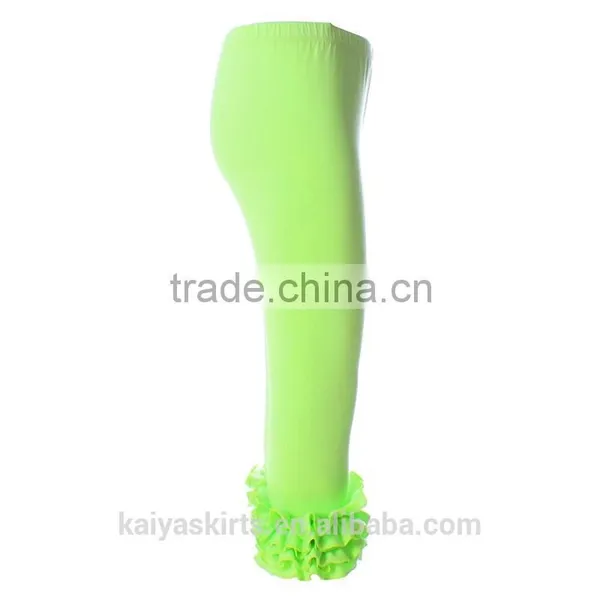 Hot Sale Baby Girl Lime Bodysuit Ruffle Pant Kids 3/4 Length Capri Wholesale Icing Pants photo-2