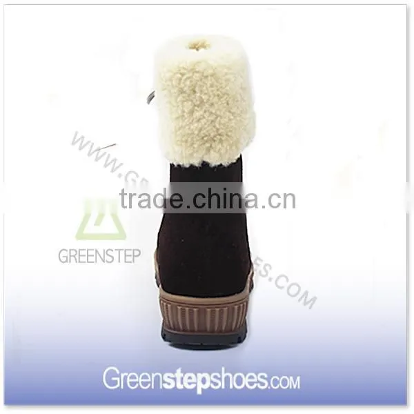 Fur Boots Chocolate Cow Suede Leather Boots Women 2015 photo-4