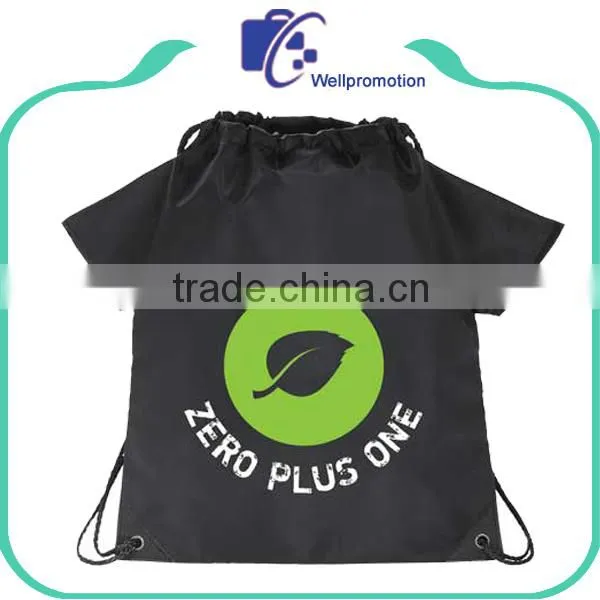 210D Polyester Sport Drawstring Bag Custom With Two Pockets photo-2