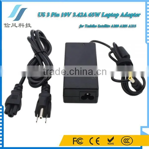 Black 19V 3.42A 65W AC Adapter Charger for Toshiba A200 A205 A215 Power Adapter photo-3
