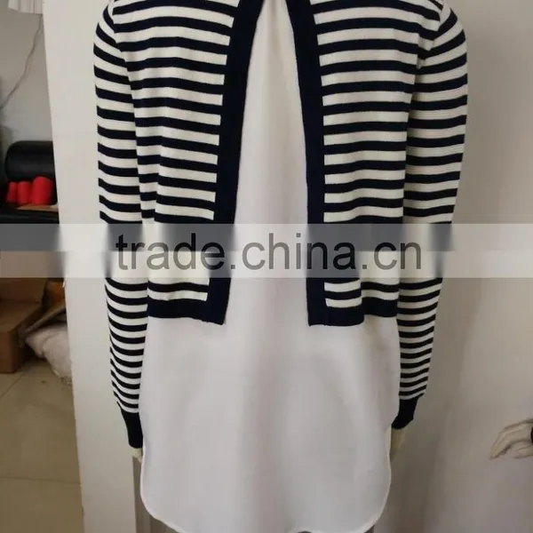 Ladies' Knitwear 2 in 1 With Woven Vest Inside photo-2