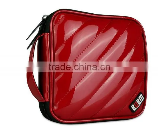 Hot Sale BUBM PU Leather Red Zipper Hand Bag CD Box,CD DVD Case photo-4