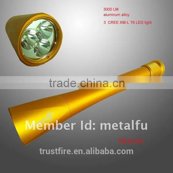 TrustFire TR-K101 3000 Lumen 3*XM-L 2 5-mode Memory Golden Led Flashlight photo-2