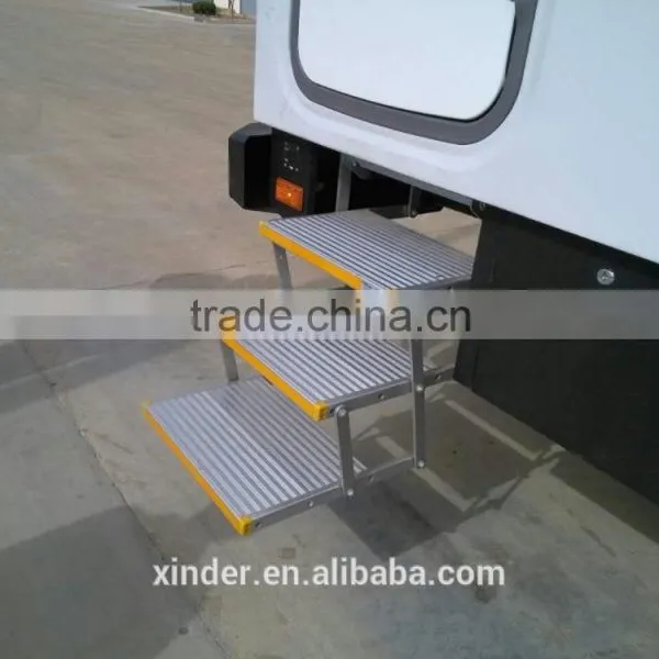 TUV CE Aluminum Electric Triple 3 Step Stepper Ladder Step Stool With LED Light for Van and Motorhomes photo-2
