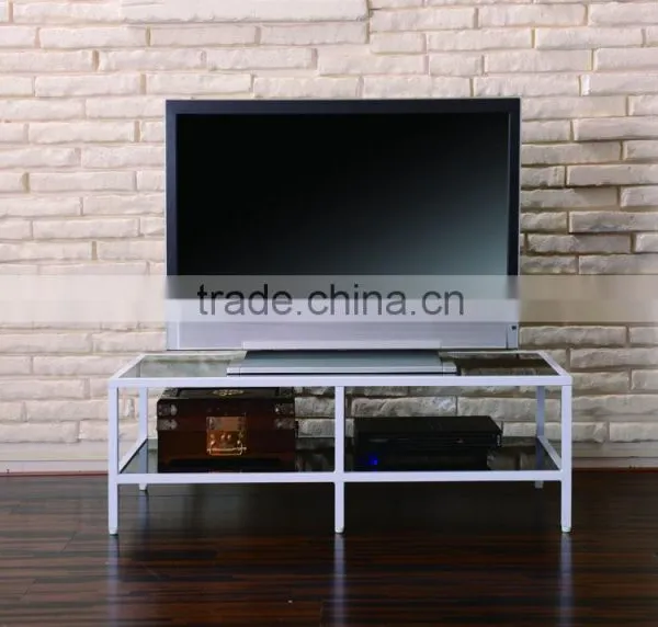 2 Tier Glass TV Stand Table Living Room Furniture