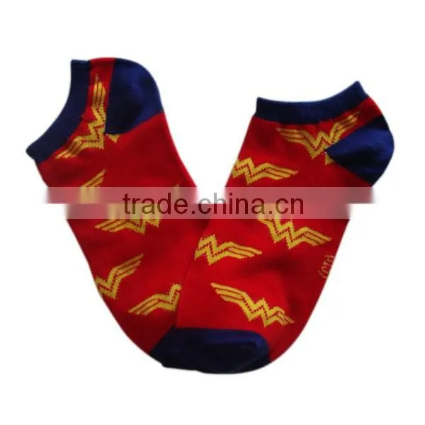 GSW-118 Custom Cartoon Design Red 100 Pure Cotton Thin Ladies Women Ankle Socks