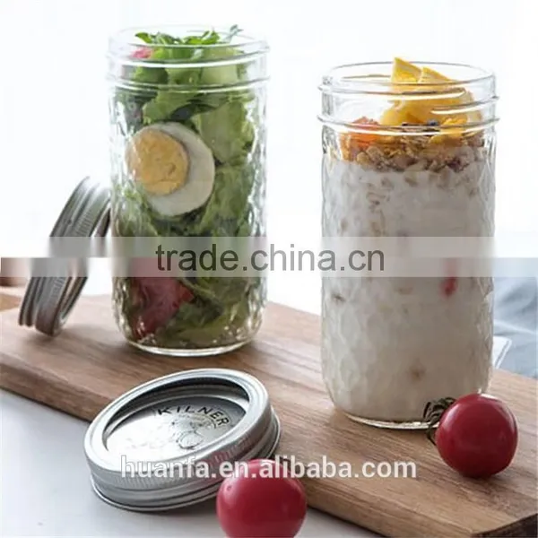 Best Selling Products of Wholesale Glass Diamond Mason Jar With Silver Lid and Straw Stockage photo-2