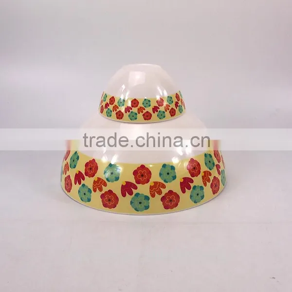 Colorful Flower Euro Food Stardard Set Of 2Pcs Plastic Salad Bowl Set photo-2