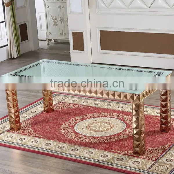 Stainless Steel Frame Adjustable Event Glass Dining Table photo-2
