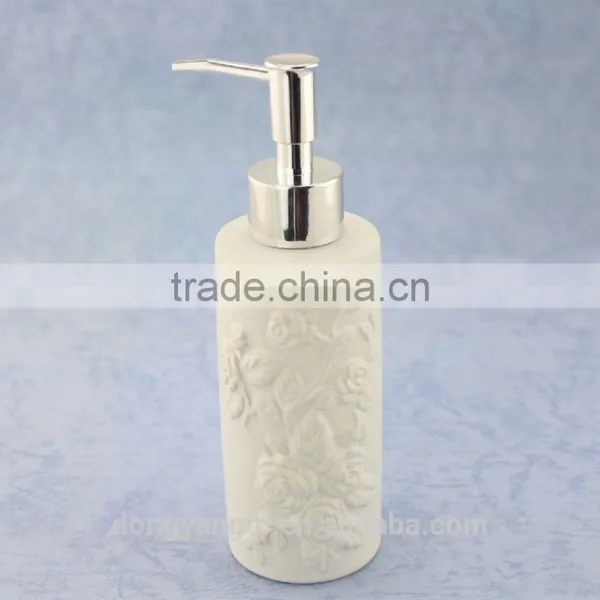 Elegant Design Embossed Liquid Bottle Bathroom Accessories Ceramic Soap Dispenser photo-2