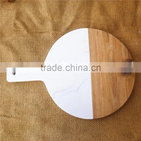 Kitchen Chopping Marble and Wooden Serving Board With Handle photo-2