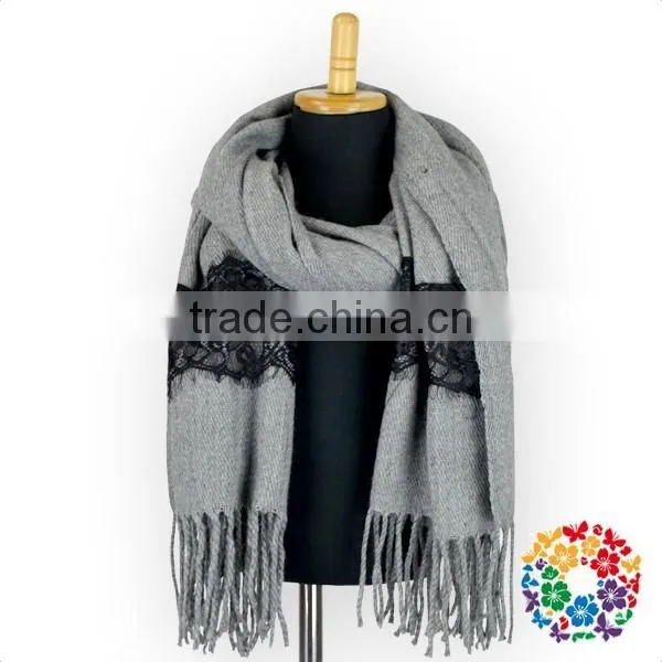 Aqua With Black Knitted Wool Shawl Collar Cardigan Women Fashion Scarve Wholesale photo-4