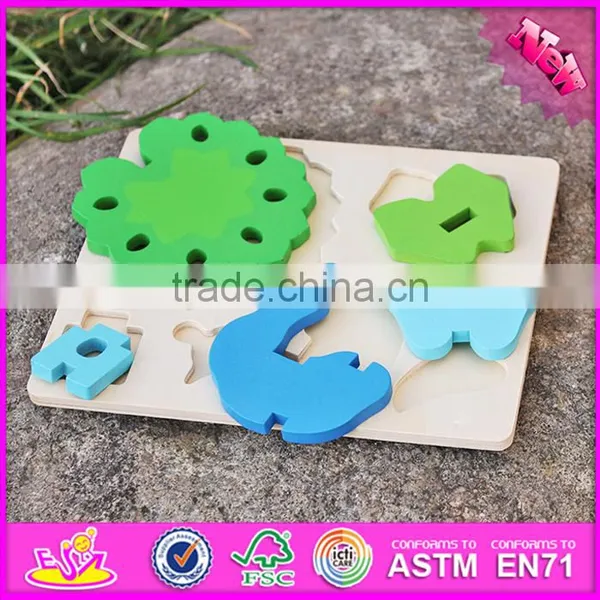 2017 New Product Funny 3d Peacock Children Wooden Puzzle Animals W14G040 photo-5