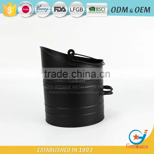 Fireplace Accessories Ash Coal Bucket Powder Coated Black Fire Coal Metal Ash Bucket photo-2