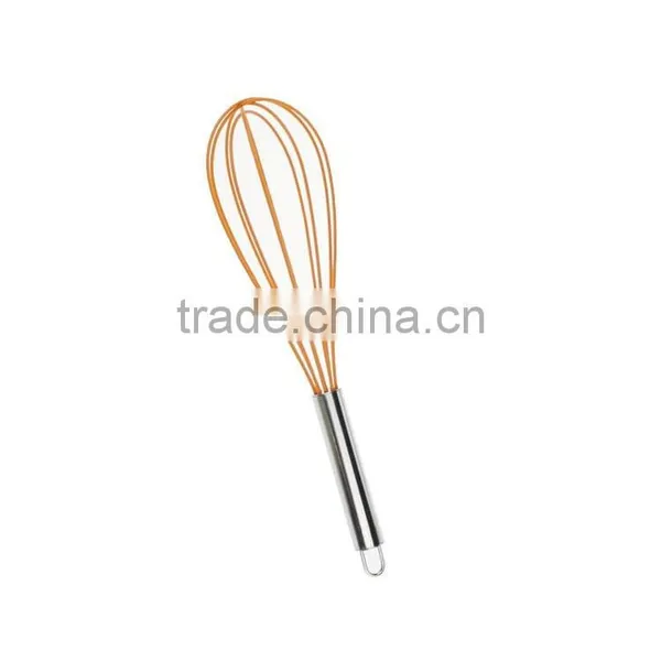 10.5" Stainless Steel Handle Silicone Mute Whisk Egg Beater photo-3
