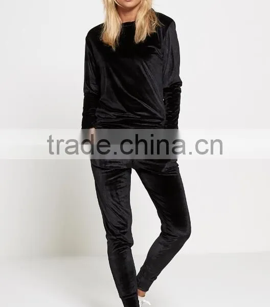 Custom Velour Tracksuits Elegant Lounge Wear Track Bottoms Gym Streetwear Sports Purple Velvet Tracksuit Wholesale photo-3
