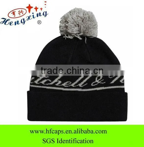 Design Your Own Black Custom Pom Knitted Hat Manufacture