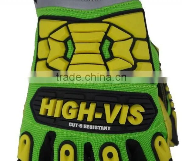 CE EN388 4131 High Visibility Smart Phone Sensitive Gloves Impact Gloves Anti Slip Safety Drilling Shock Absorption Work Gloves photo-6