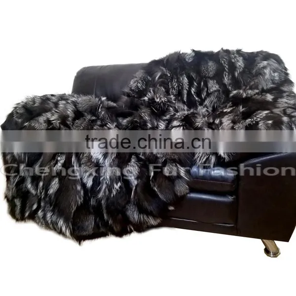 CX-D-85 Patchwork Blanket/Real Fox Fur Blanket/Throw Blankets photo-6