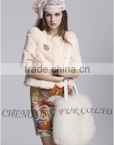 CX-H-24F Newest Fashion Real Tibetan Lamb Fur Lady Handbag Female Bag photo-5