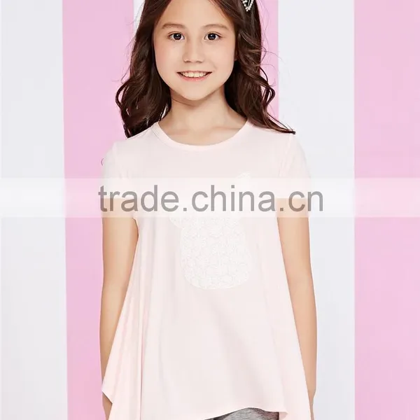 China Wholesale Girl's Long Style Print Pattern t Shirt Made in China photo-3