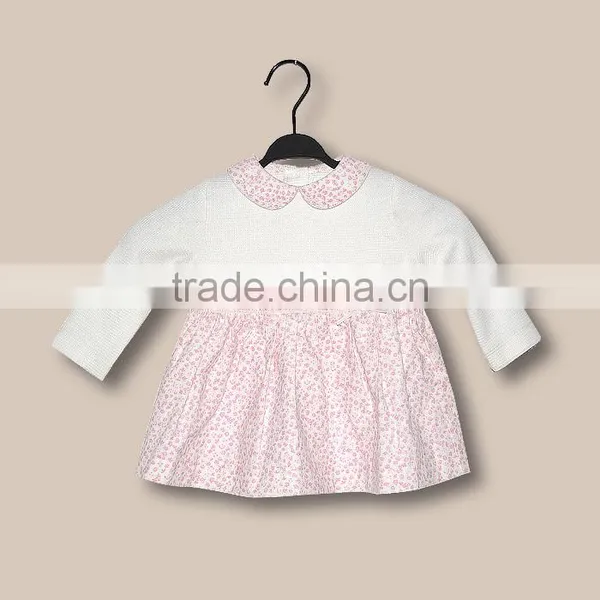 2014 Latest Fashion Design Baby Girl Pink and White Dress Kids