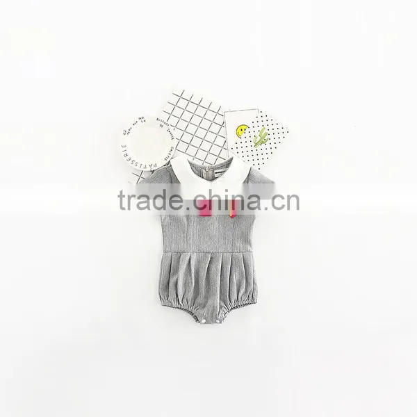 Custom Design Baby Girl Clothes Summer Kids Short Sleeve Doll Neck School Frocks Fashion Rompers photo-3